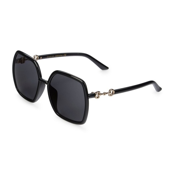 NWT Gucci iconic Horsebit sunglasses in black with light gold accent 58 mm - Picture 4 of 16